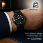 POEDAGAR 613 Premium Stainless Steel Quartz Watch – Blue Dial - Image 3